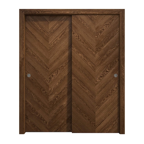 Sartodoors Sliding Closet Bypass Doors 48 x 80 inches, Ego 5005 Cognac Oak Veneer, Rails Hardware Set, Wood EGO5005DBD-DKO-48 - main