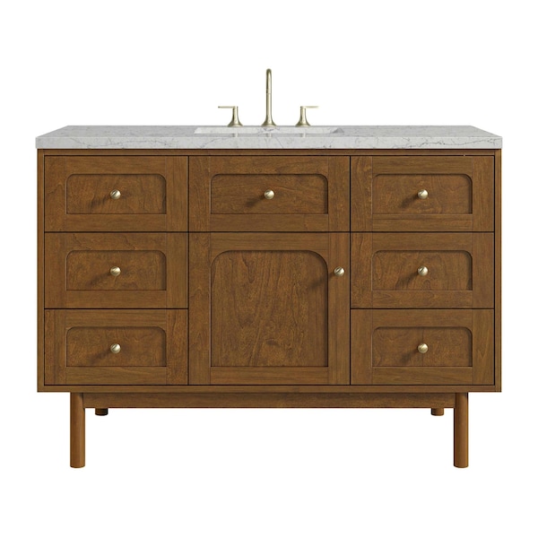 James Martin Vanities Laurent 48" Single Vanity, Honey Oak w/ 3 CM Eternal Jasmine Pearl Silestone Top 545-V48-HNO-3EJP - main