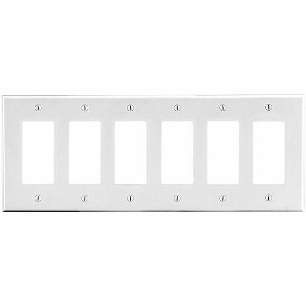 Hubbell Wiring Device-Kellems Wallplate, 6-Gang, 6) Decorator, White P266W - main