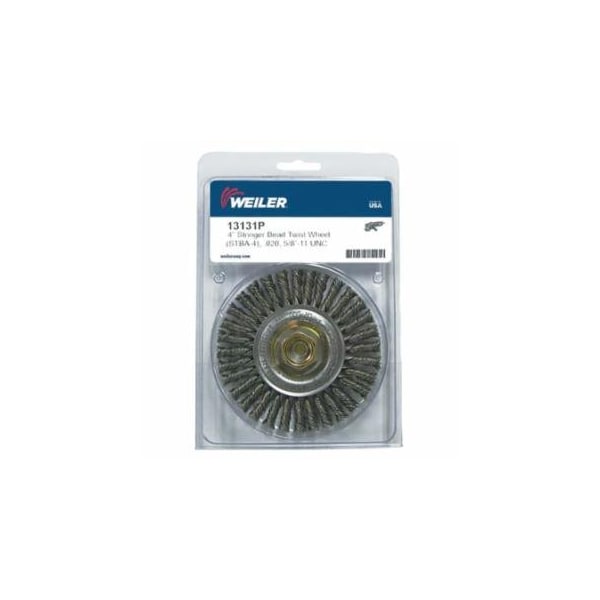 Weiler Roughneck Stringer Bead Wheel, 4 in dia x 3/16 in Face W x 5/8 in-11 UNC x 0.020 in, 20000 RPM, 5, 5PK 804-13131P - main