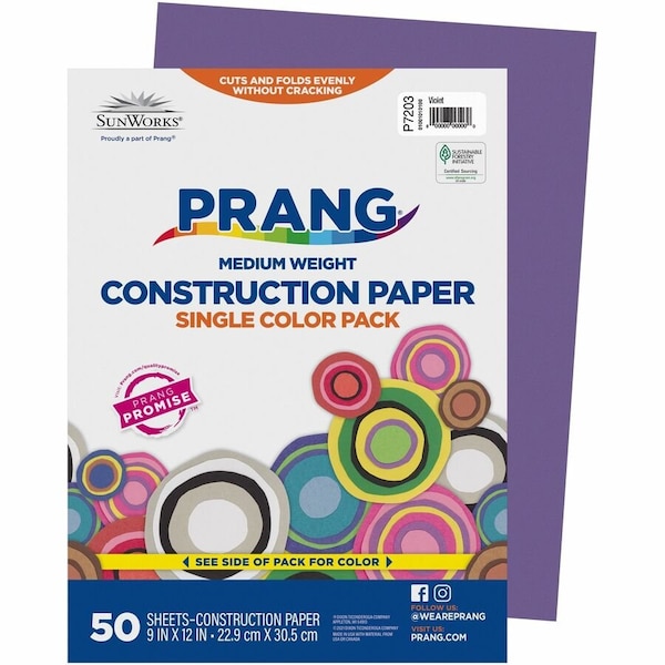 Sunworks Construction Paper, Purple, 50PK PAC7203 - main