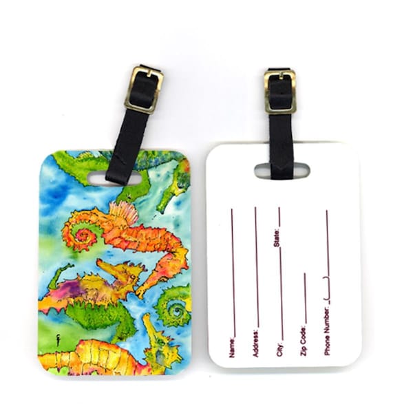 Carolines Treasures 4 x 2.75 in. Pair of Seahorse Luggage Tag CA74860 - main