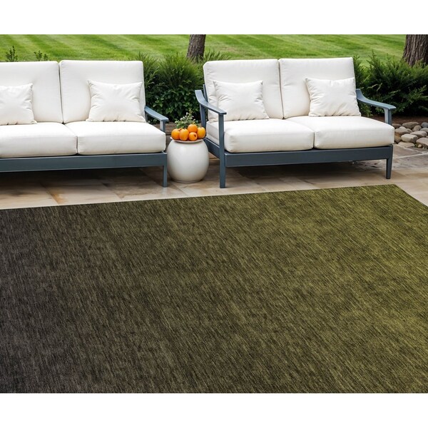 Homeroots 10' X 14' Olive Green And Charcoal Abstract Washable Indoor Outdoor Area Rug 588965 - main