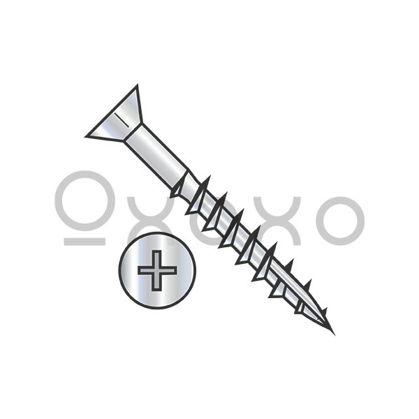 Oxoxo 6-13X3/4 Phillips Flat Head w/Nibs Deep Thread Wood Screw Type 17 Full Thread Zinc Bake, 10000PK 529888 - main