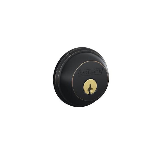Schlage Residential Tapered Single Cylinder Deadbolt C Keyway with 12355 Latch and 10092 Strike Aged Bronze Finish B60716T - main