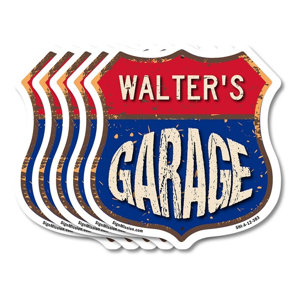 Signmission Walter's Garage, 12 inch X 12 inch, Aluminum Metal Sign, 5PK SHI-A-5Pack-12-383-WALTER - main