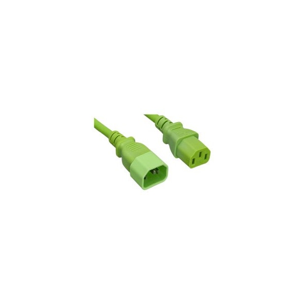 Cable Wholesale Computer / Monitor Power Extension Cord, Green, C13 to C14, 14AWG, 15 Amp, 4 foot 10W2-02204GN - main