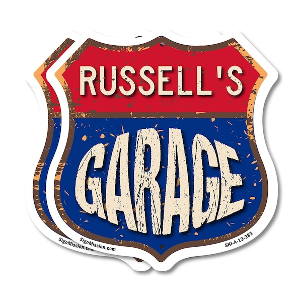 Signmission Russell's Garage, 12 inch X 12 inch, Aluminum Metal Sign, 2PK SHI-A-2PACK-12-383-RUSSELL - main