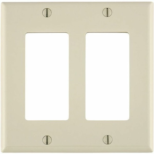 Leviton Decora Wallplate, Standard Size, Gang 2, Light Almond 80409-NT - main
