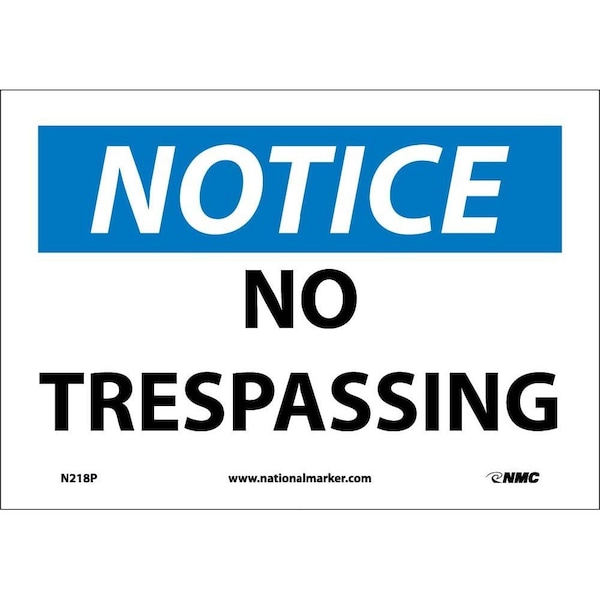 Nmc Notice No Trespassing Sign, N218P N218P - main