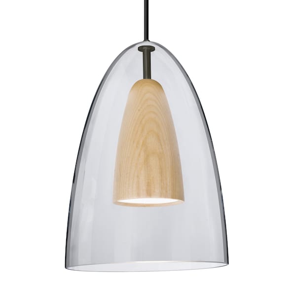Besa Lighting Besa Dano Pendant, Clear/Natural, Black Finish, 1x 9W LED 1JT-DANOCLNA-LED-BK - main