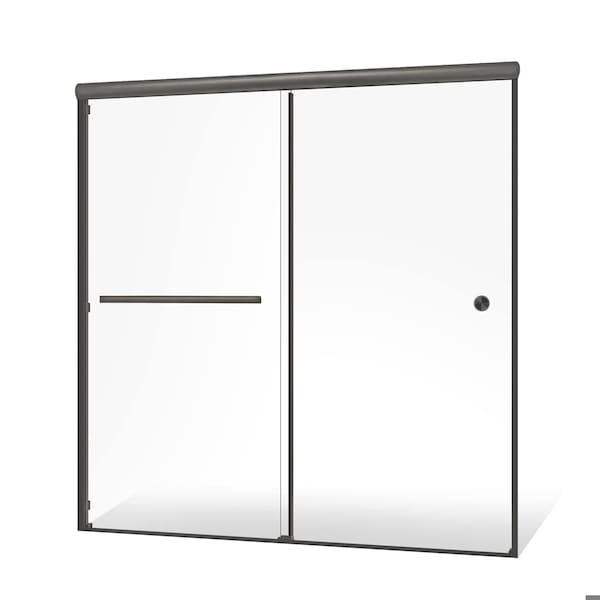 Fab Glass And Mirror Semi-Frameless Double Sliding Glass Shower Door Sorrento Economy Series Adjustable 56in-60in Widt SHSO60X70BN - main