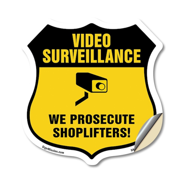 Signmission Video Surveillance Shield Sign We Prosec, 18 Inch X 18 Inch, Vinyl Decal SHI-D-18-471 - main