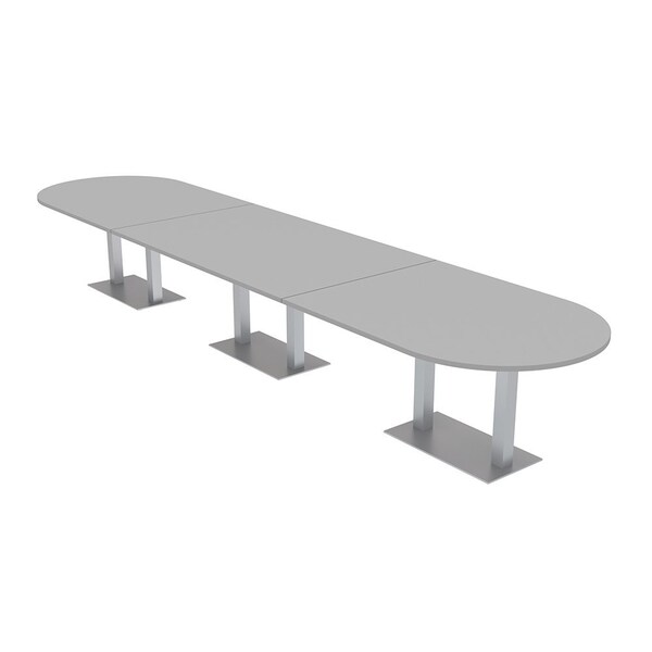 Skutchi Designs Racetrack Conference Table With Power Unit, 48 in W, 192 in L, Grey HAR-RAC-48X192-DOU-U779-NA - main