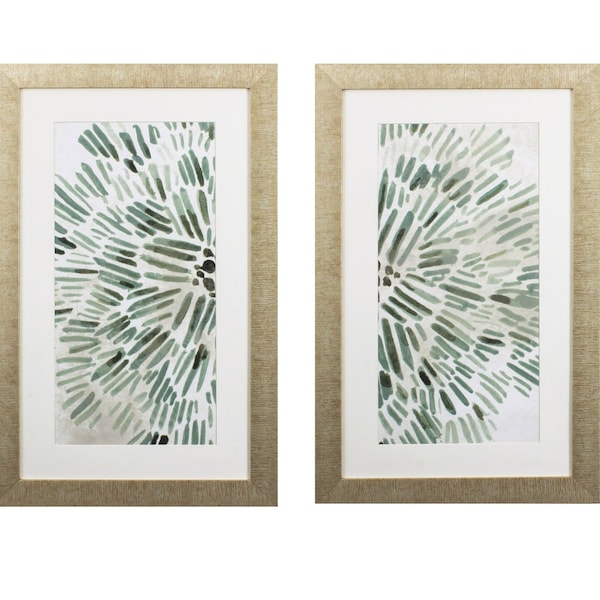 Homeroots Set of Two Seafoam Green Watercolor Floral Wall Art, 2PK 395531 - main