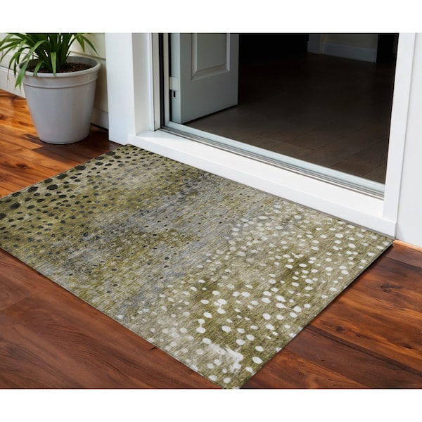 Homeroots 3' X 5' Brown Gray And Ivory Abstract Washable Indoor Outdoor Area Rug 603077 - main