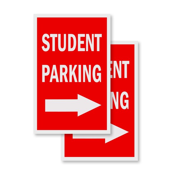 Signmission Student Parking With Arrow, Vinyl Decals Only 24 Inch x 36 Inch, Vinyl Decal, 2PK DSB-2436-2PACK-StudentParkingWithArrow - main