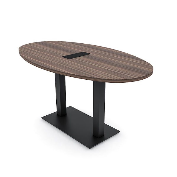 Skutchi Designs Boval Conference Table With Power, 36 in W, 72 in L, Brown HAR-BOVL-36X72-DOU.BK-H3041-EBLK - main