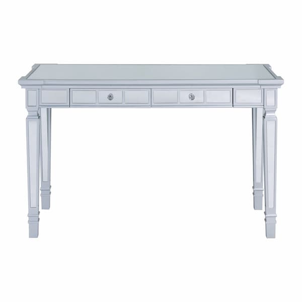 Homeroots 47" Silver Mirrored Writing Desk With Two Drawers 402053 - main