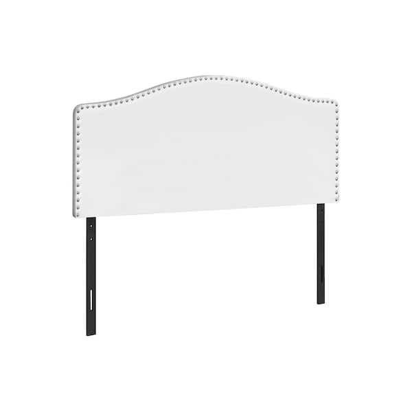Homeroots White Faux Leather Upholstered Arched Queen Headboard With Nail Head Trim 490189 - main