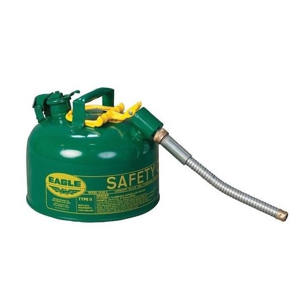 Eagle Mfg Type II Safety Can, Galvanized Steel, 2.5 gal, 7/8 in Metal Hose, Green, Combustibles U226SG - main