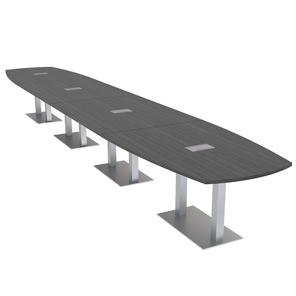 Skutchi Designs Arc Rectangle Meeting Room Table, 45 in W, 264 in L, Grey HAR-AREC-48x264-DOU-WA7949-ESIL - main