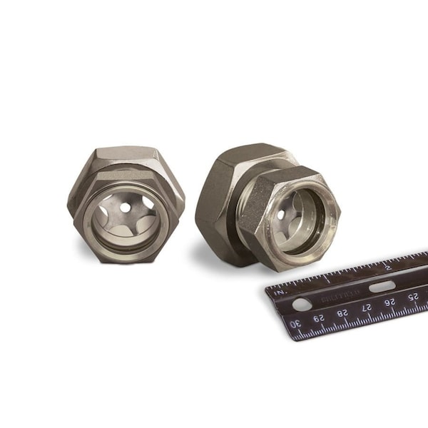 Oil-Rite 303 Stainless Steel Gasketed Window Sights Straight Thread - Straight w/Nut, 1in.-14, 1 1/4in. B4764-14B - main