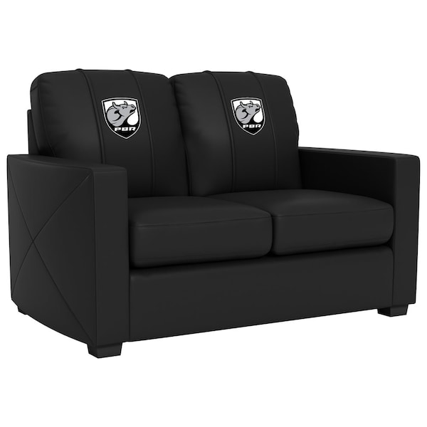 Dreamseat Silver Loveseat with Professional Bull Riders Bull Head Shield Logo XZ7759003LSCDBK-PSPBR0005 - main