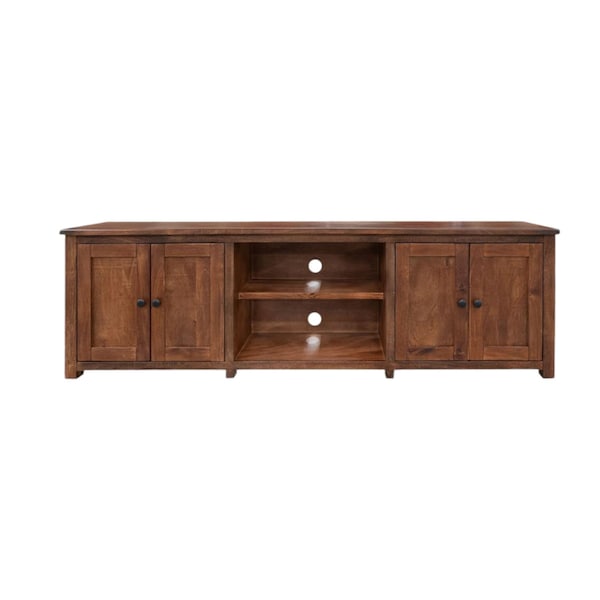 Homeroots 93" Brown Solid Wood Cabinet Enclosed Storage Distressed TV Stand 528757 - main
