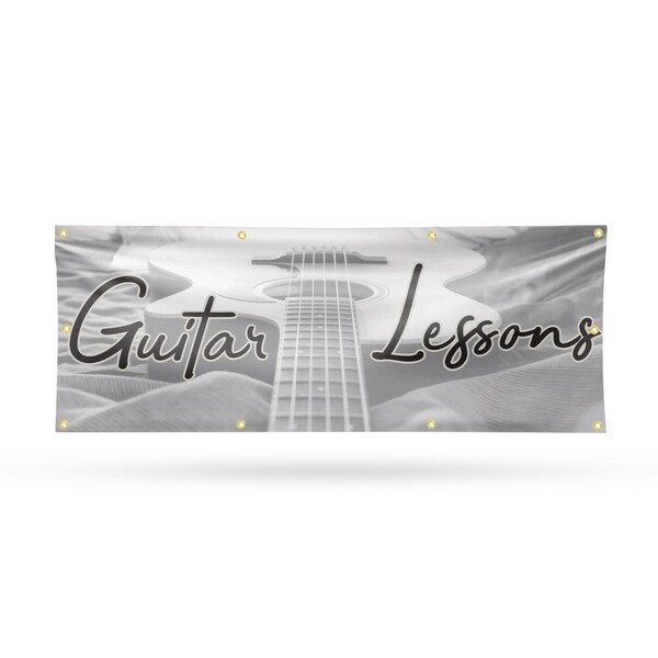 Signmission Guitar Lessons, 36 Inch x 96 Inch, Vinyl Banner B-96-30681 - main