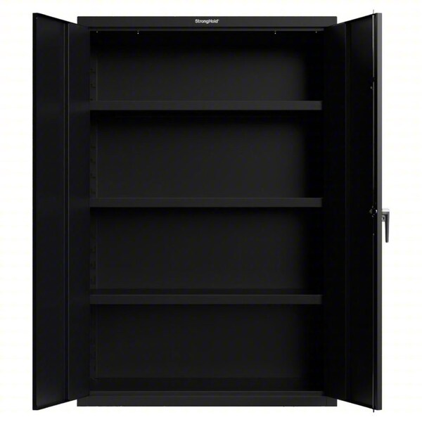Strong Hold Storage Cabinet, 72 in H, 48 in W, 24 in D, Swing, Electronic Lock; Keyed Lock; Padlock Hasp, Black 46-243-EK-P - main