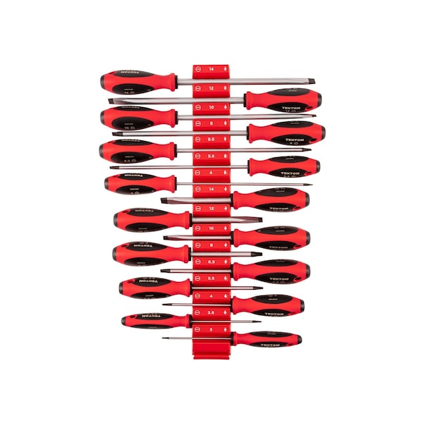 Tekton Slotted Screwdriver Set with Red Modular Organizers - 4, 8 Inch Shanks, 16-Piece (3 - 14 mm) DWS90109 - main