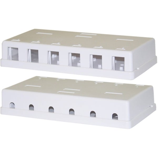 Cable Wholesale Blank Surface Mount Box for Keystones, 6 Port, White 300-3146E - main
