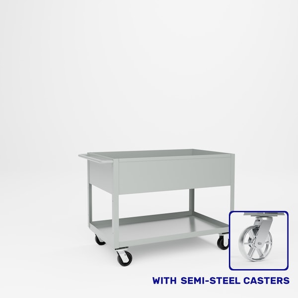 Pucel Tray Top Box Truck, 30 in W x 48 in D x 37 in H, 12 in Deep Box, Semi-Steel Casters, Light Blue TT-3048-12S - main