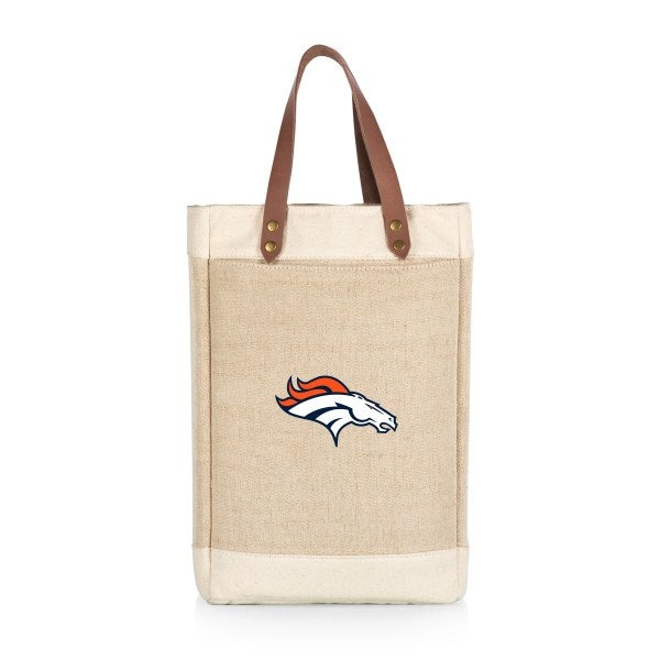 Picnic Time Family Of Brands Denver Broncos - Pinot Jute 2 Bottle Insulated Wine Bag, (Beige) 539-02-187-104-2 - main
