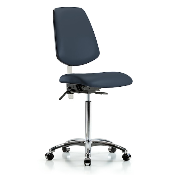 Blue Ridge Ergonomics Clean Room Chair Vin Med Ben Chair, Med, Bk, Nav, CL100, No Arms, 22" to 29" Height, Vinyl BR-NCR-VMBCH-MB-CR-T0-A0-NF-CC-8582 - main
