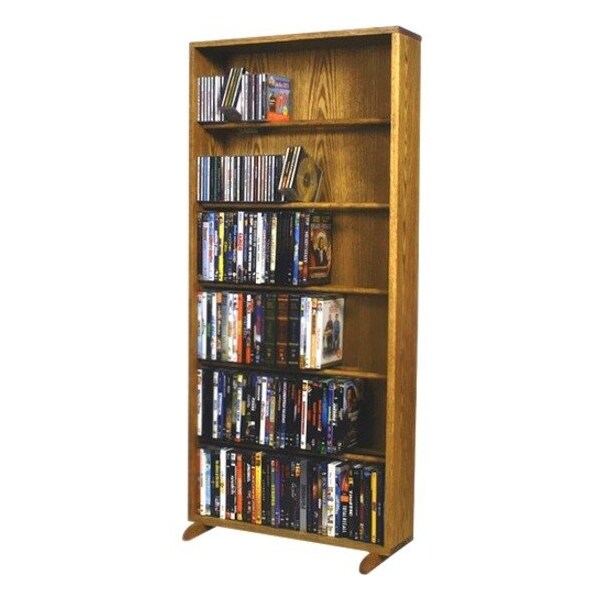 Wood Shed The Wood Shed Solid Oak 6 Row Dowel DVD Cabinet Tower Capacity 80 DVD's Honey Oak Finish 615-24 - main