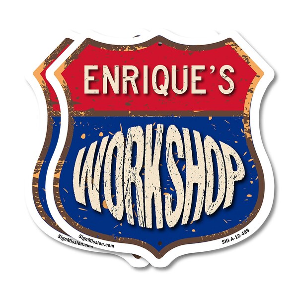 Signmission Enrique's Workshop, 12 inch X 12 inch, Aluminum Metal Sign, 2PK SHI-A-2PACK-12-489-ENRIQUE - main