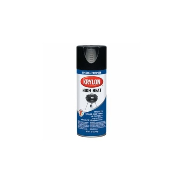 Krylon Industrial High Heat Paint, 12 oz Fill, Aerosol Can, Black, 6PK 425-K01618777 - main