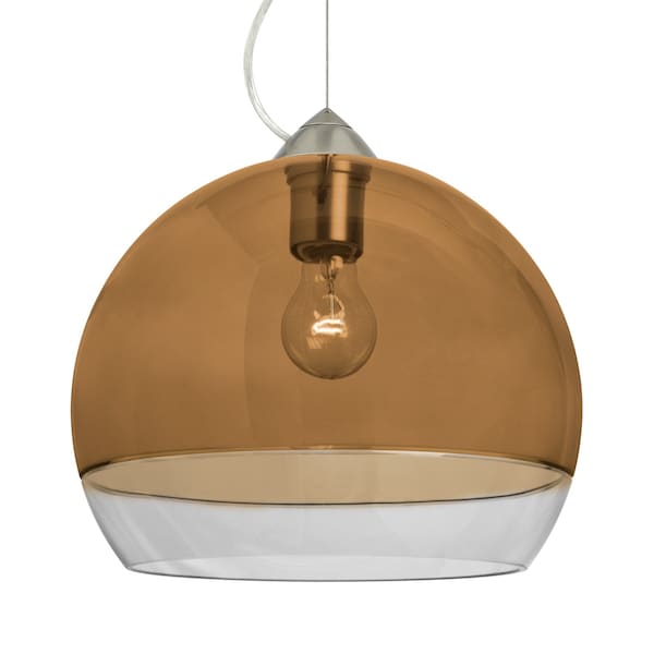 Besa Lighting Besa Ally 12 Cable Pendant, Amber/Clear, Satin Nickel Finish, 1x 60W MAX E26 Base 1KX-ALLY12AM-SN - main
