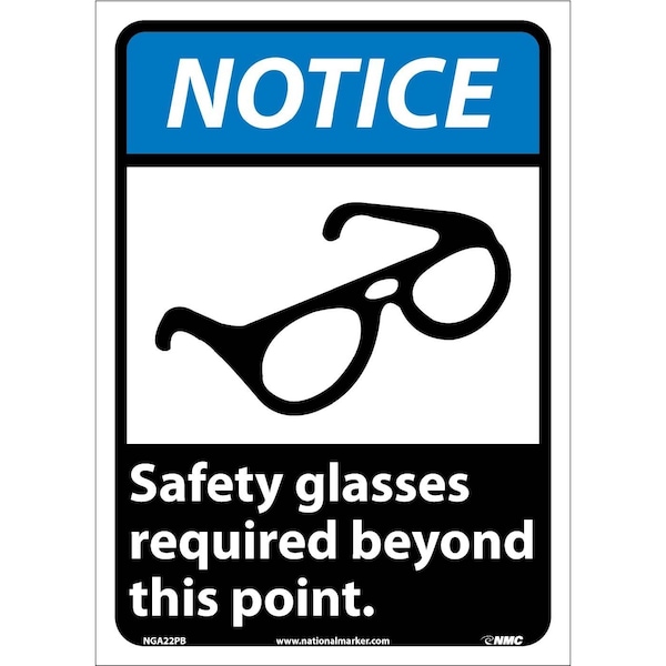 Nmc Notice Safety Glasses Required Beyond This Point Sign NGA22PB - main