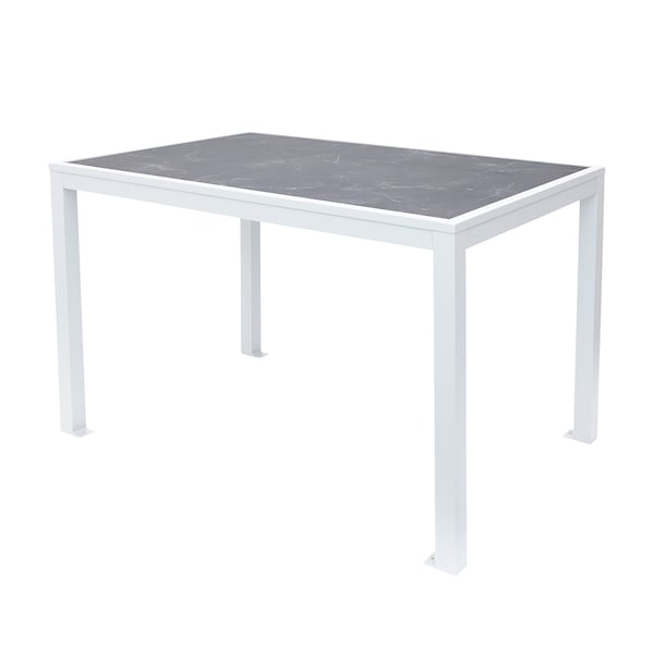 Bfm Seating Surf Inlay 4-Leg Bolt-Down Table 32x48 - Pietro Top - White Frame - Umbrella hole optional PH4L3248PRWH - main