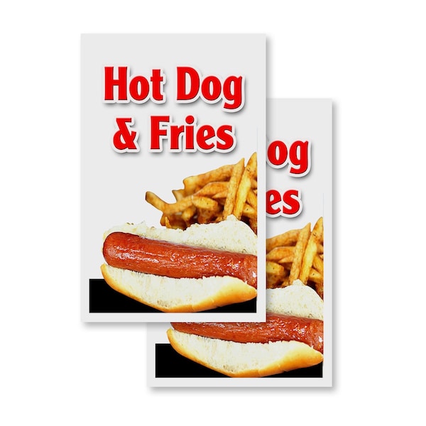 Signmission Hot Dog & Fries, Vinyl Decals Only 24 Inch x 36 Inch, Vinyl Decal, 2PK DSB-2436-2PACK-Hot Dog & Fries - main