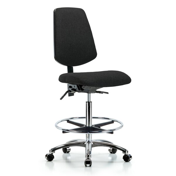Blue Ridge Ergonomics Fab Hi Bench Chair, Med, Bk, CF, Cast, Blk, No Arms, 26" to 35-1/2" Height, Black BR-FHBCH-MB-CR-T0-A0-CF-CC-F42 - main