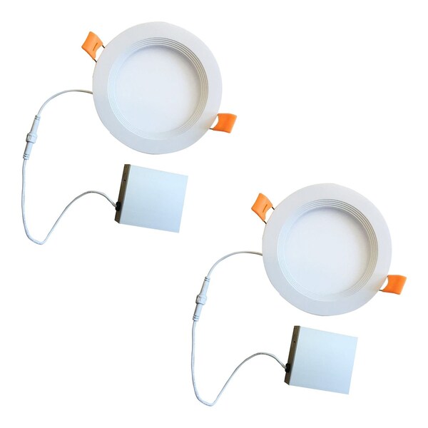 Bulbrite 8" Canless 4000K, 100w Equivalent, New Construction Integrated LED Recessed Lght Kit Metal JBOX, 2PK 861683 - main