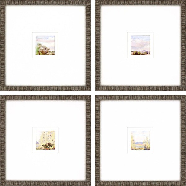 Homeroots Set Of Four Petite Placid Gold Framed Print Wall Art, 4PK 416363 - main