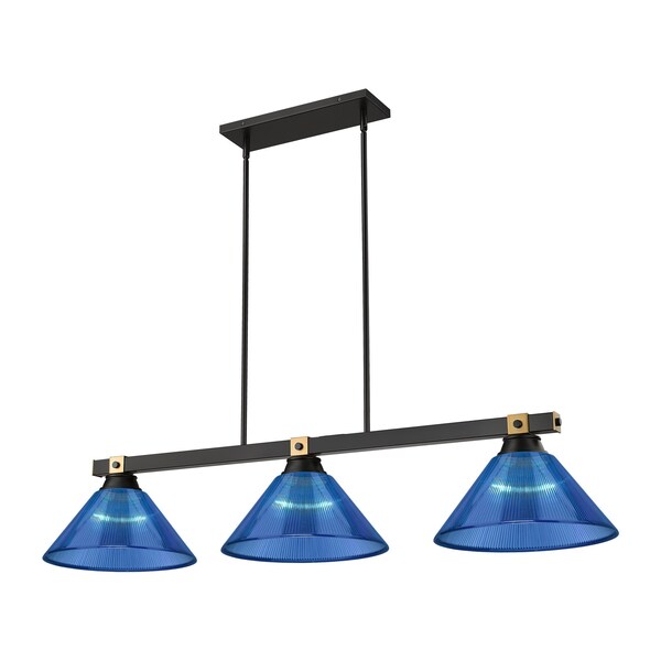 Z-Lite Bronte 3 Light Billiard, Matte Black and Rubbed Brass, Dark Blue 1955-3MB-RB-ARDB - main