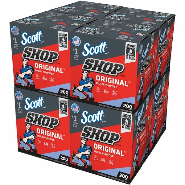 Scott Scott Shop Towels Original (75190), Blue, Pop-Up Dispenser Box (200 Towels/Box), 8PK 75190 - main