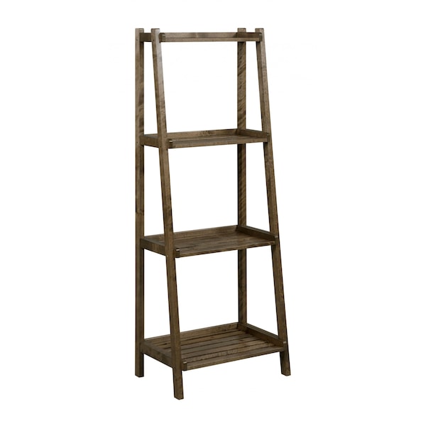 Homeroots 60" Bookcase With 4 Shelves In Antique Chestnut 380039 - main