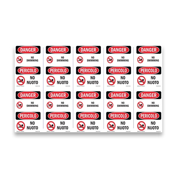 Signmission Safety Sign, OSHA Danger, 5" Height, No Swimming Bilingual, D-35-VI-1709-10PK OS-DS-D-35-VI-1709-10PK - main